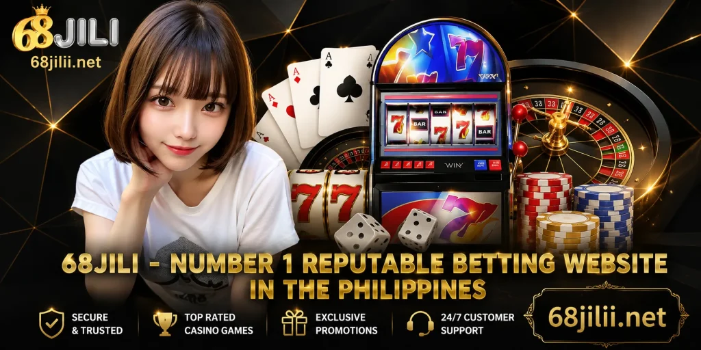 68jili Glamorous casino promotion with golden accents